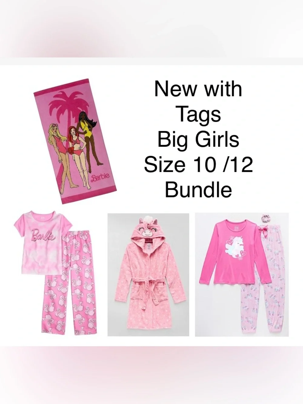 Girls Pink Barbie Pajama & Robe Bundle